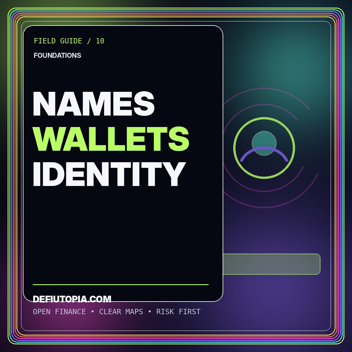 Names, Wallets, Identity — DeFiUtopia.com featured illustration