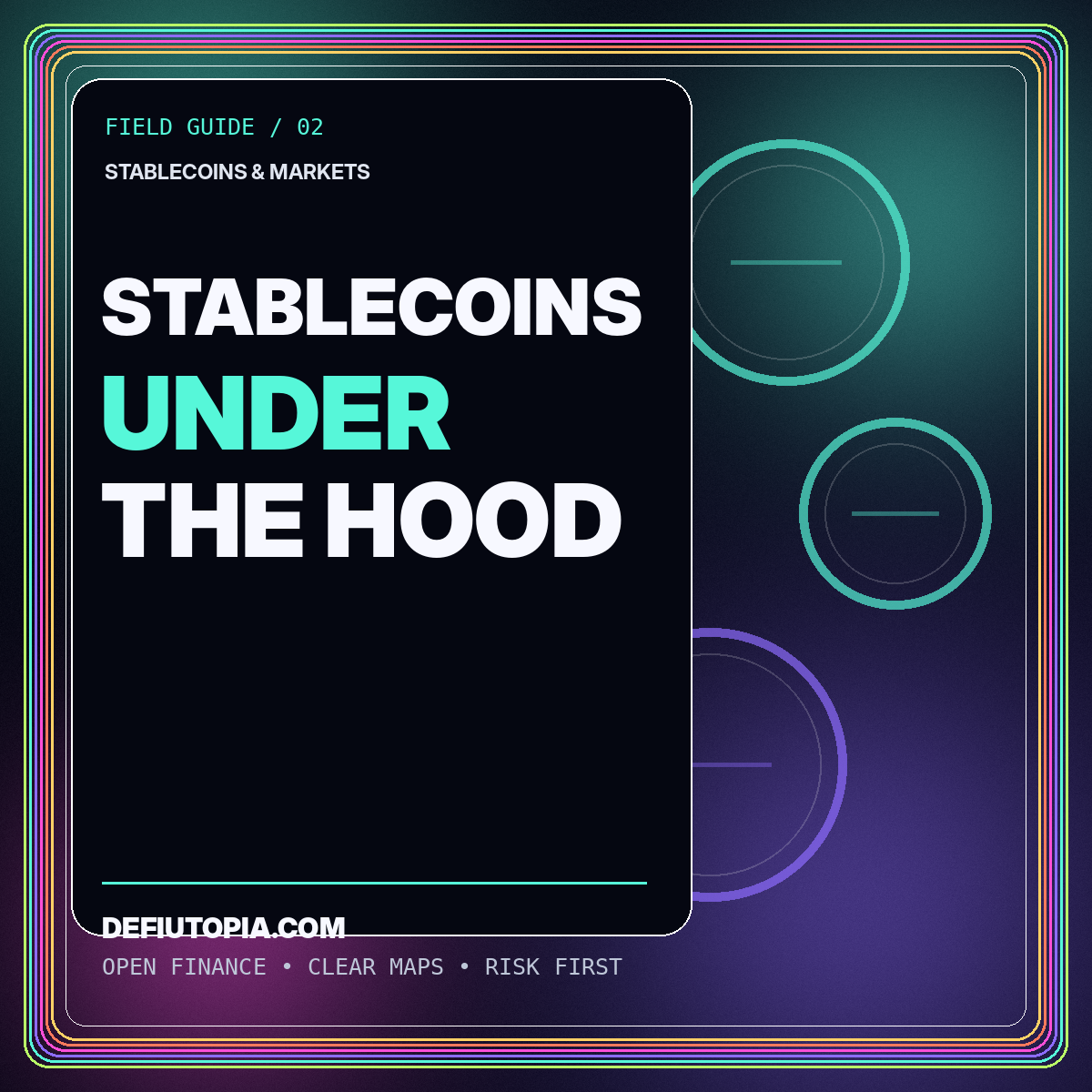 Stablecoins Under the Hood — DeFiUtopia.com featured illustration